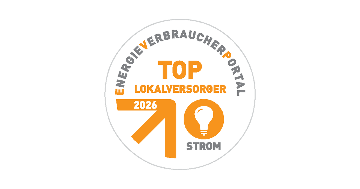 Yellow circle on white background with white inscription "Top local supplier 2026 - Electricity"