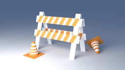 One warning beacon and two pylons