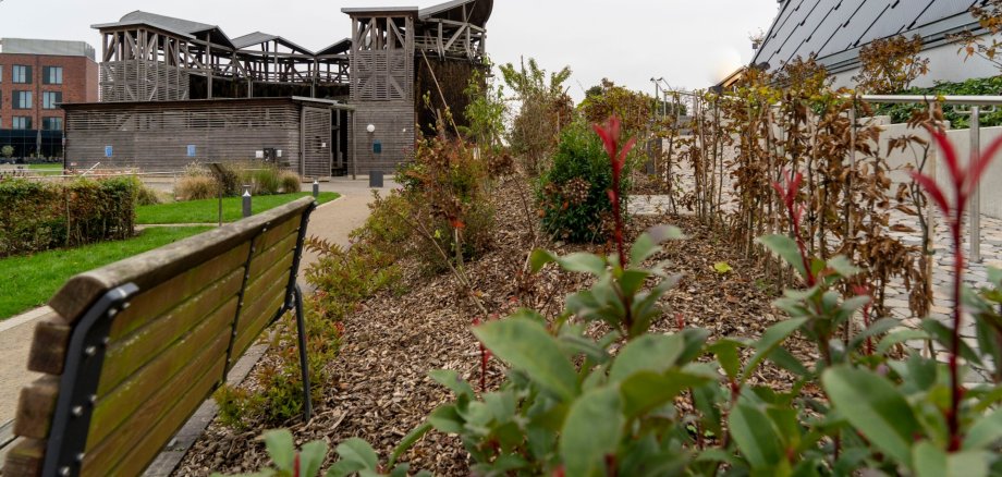 Geänderte Öffnungszeiten TI Blick auf den Solegarten und das Inhalatorium
